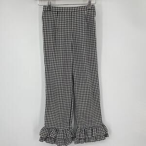 Vintage Kelly Kids Gingham Black White Ruffle Pants Girls Size 7